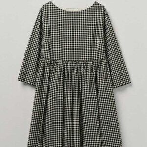 TOAST | Boat Neck Cotton Gingham Dress in Charcoal/Natural | Medium